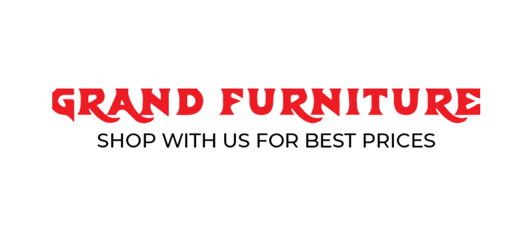Grand Furniture logo displaying bold red text with the tagline “Shop With Us for Best Prices.”